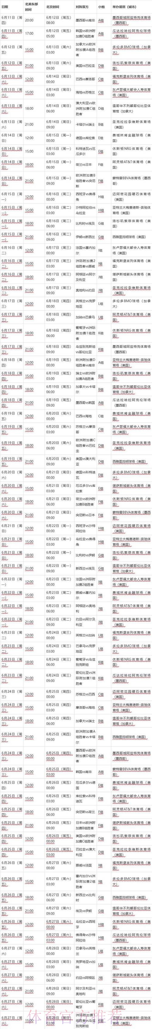 2026世界杯比赛时间最新最新时间表官网入口